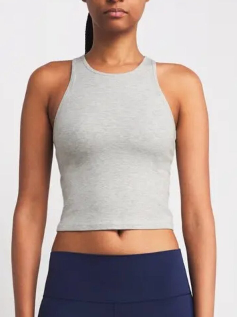 Vuori Pose Plyo Tank Top White Heather Gray Cropped Athleisure Size M NWT - Picture 1 of 14